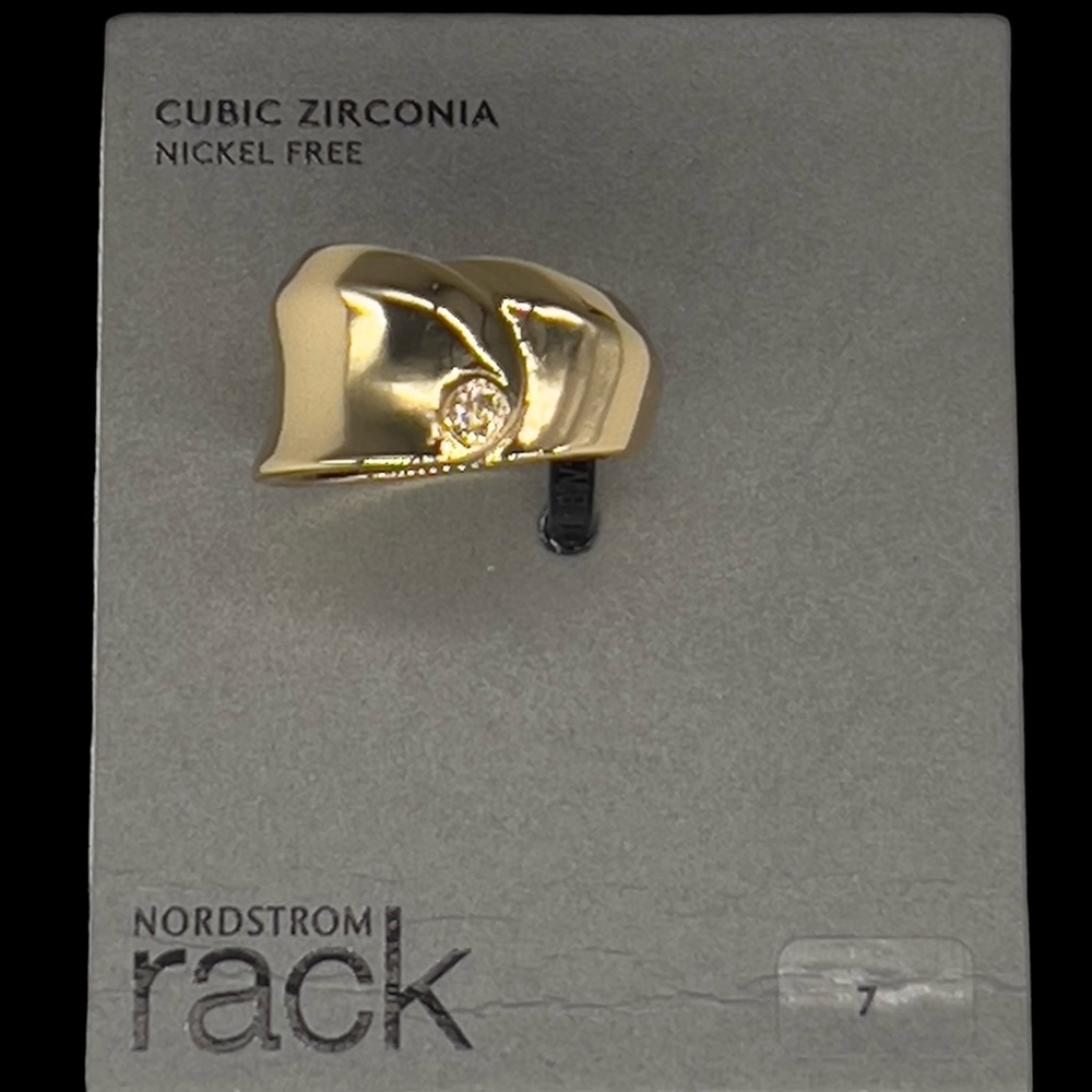 Nordstrom Rack Ring Size 7 Gold Tone Cubic Zirconia Nickel Free Ring Size 7 NWT - Picture 6 of 10